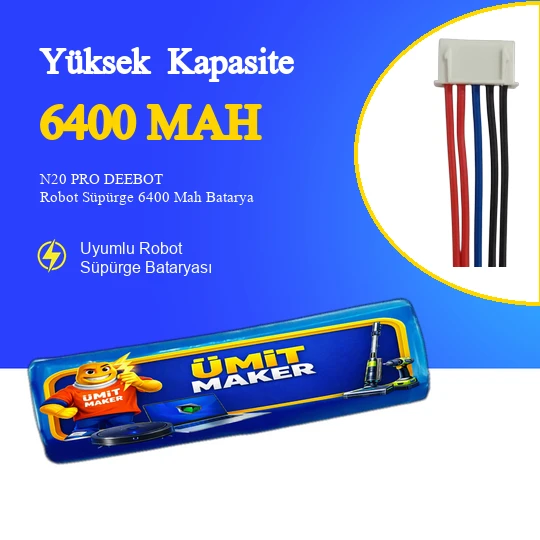 N20 PRO DEEBOT 6.400 Mah Uyumlu Uzun Ömürlü, Yüksek Performans Pil ürün görseli 1