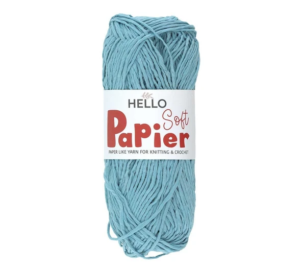 Hello Soft Papier Kağıt Çanta Örme Ipi 100 gram 100 Metre Açık Mavi P07 ürün görseli 1
