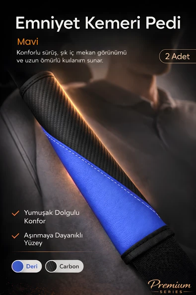 Emniyet Kemeri Kılıfı 2 Adet Deri Carbon Yumuşak Dolgulu Boyun Konfor Emniyet Kemer Pedi - X3 ürün görseli 1