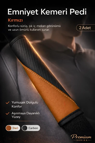 Emniyet Kemeri Kılıfı 2 Adet Deri Carbon Yumuşak Dolgulu Boyun Konfor Emniyet Kemer Pedi - X5 ürün görseli 1