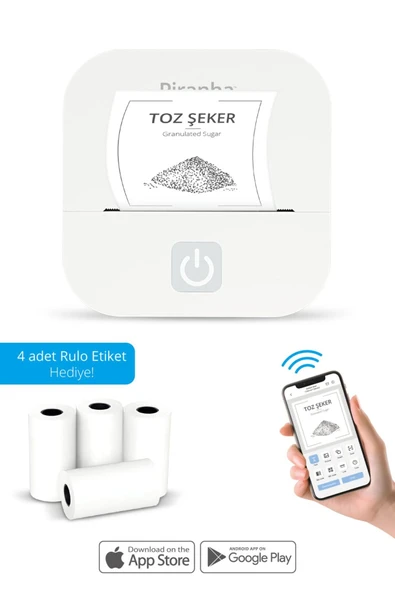 5510 Taşınabilir Label Printer & Mobil Etiket Yazıcı | 4 Rulo Hediye | Fotoğraf Baskı | Mobil App ürün görseli 1