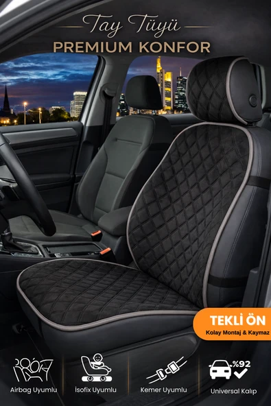 Oto Koltuk Kılıfı Tay Tüyü 4 Katmanlı Minder Tekli Ön – Terletmez,Kaymaz,Su Geçirmez,Airbag Uyumlu - TKLY4 ürün görseli 1