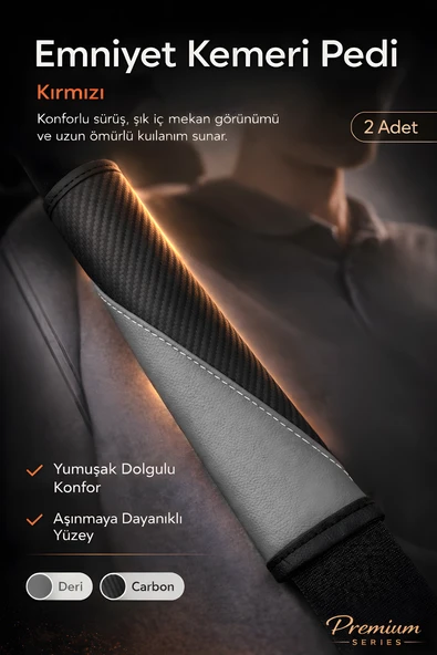 Emniyet Kemeri Kılıfı 2 Adet Deri Carbon Yumuşak Dolgulu Boyun Konfor Emniyet Kemer Pedi - Y4 ürün görseli 1