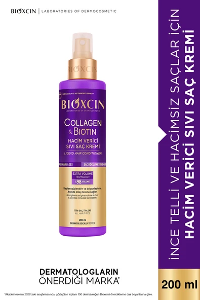 Collagen & Biotin Ekstra Hacim Sıvı Saç Kremi 200 ml - İnce ve Seyrek Saçlar ürün görseli 1
