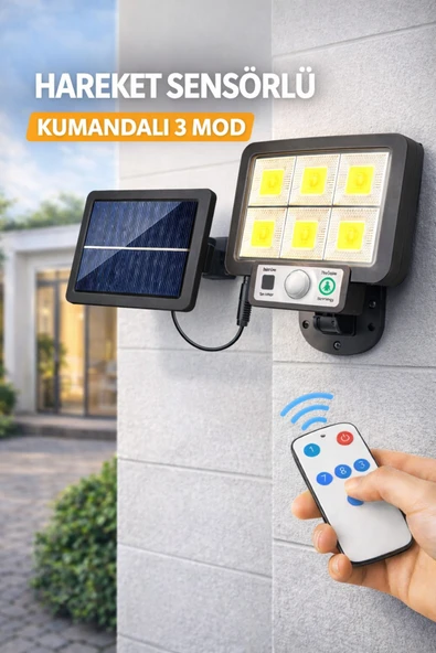 Solar Hareket Sensörlü Duvar Lambası 3 Modlu LED Bahçe Aydınlatma Dış Mekan Su Geçirmez Panel ürün görseli 1