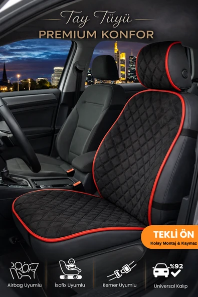 Oto Koltuk Kılıfı Tay Tüyü 4 Katmanlı Minder Tekli Ön – Terletmez,Kaymaz,Su Geçirmez,Airbag Uyumlu - TKLX1 ürün görseli 1