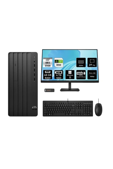 HP 290 G9 i5 12500 48GB 4TB SSD RTX3050/6GB W11H Masaüstü Bilgisayar + 27" Monitör ürün görseli 1