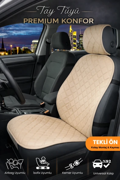 Oto Koltuk Kılıfı Tay Tüyü 4 Katmanlı Minder Tekli Ön – Terletmez,Kaymaz,Su Geçirmez,Airbag Uyumlu - TKLY9 ürün görseli 1