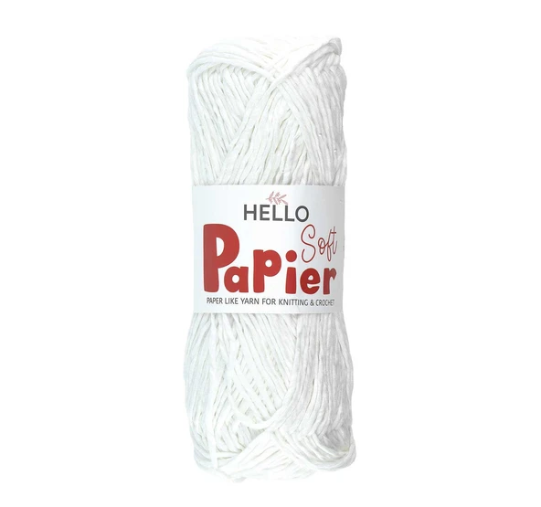 Hello Soft Papier Kağıt Çanta Örme İpi 100 Gram 100 Metre Beyaz P08 ürün görseli 1