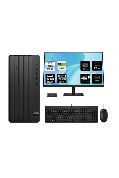 HP 290 G9 i5 12500 32GB 512GB SSD RTX3050/6GB FDOS Masaüstü Bilgisayar + 27" Monitör ürün görseli 1