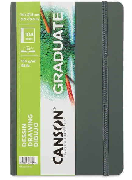 Canson Graduate Sert Kapaklı Çizim Defteri 160gr 14X21,6 104 Sayfa / 52 Yaprak ürün görseli 1