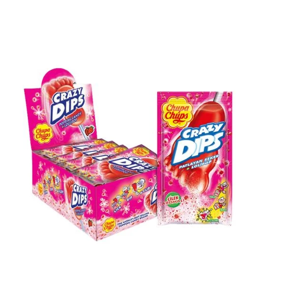 Chupa Chups Patlayan Şekerli Çilek Aromalı Lolipop Şekerleme 14 g x 24 Adet ürün görseli 1