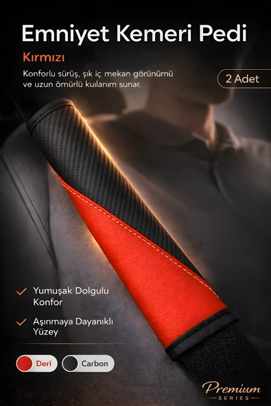 Emniyet Kemeri Kılıfı 2 Adet Deri Carbon Yumuşak Dolgulu Boyun Konfor Emniyet Kemer Pedi - Y1 ürün görseli 1