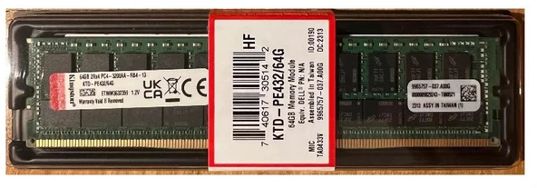 Kıngston Ktd-Pe432/64G 64Gb Ddr4 3200Mhz Ecc Reg Server Belleği ürün görseli 1