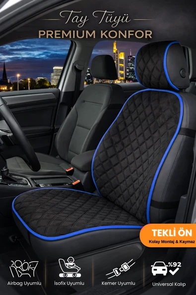 Oto Koltuk Kılıfı Tay Tüyü 4 Katmanlı Minder Tekli Ön – Terletmez,Kaymaz,Su Geçirmez,Airbag Uyumlu - TKLX3 ürün görseli 1