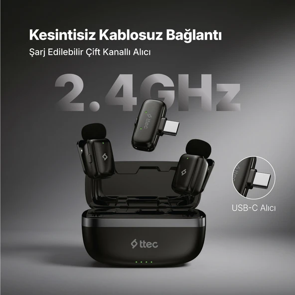 ttec GoMic Mini Tak&Çalıştır Evrensel Kablosuz Yaka Mikrofon Kiti ürün görseli 1
