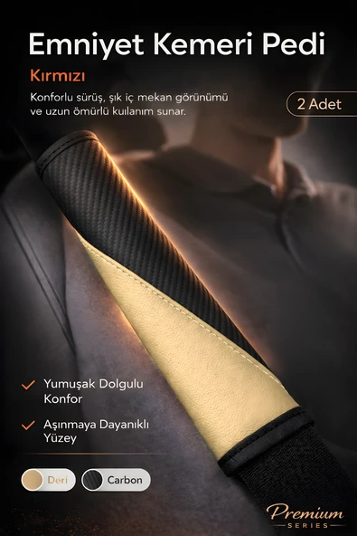 Emniyet Kemeri Kılıfı 2 Adet Deri Carbon Yumuşak Dolgulu Boyun Konfor Emniyet Kemer Pedi - X6 ürün görseli 1