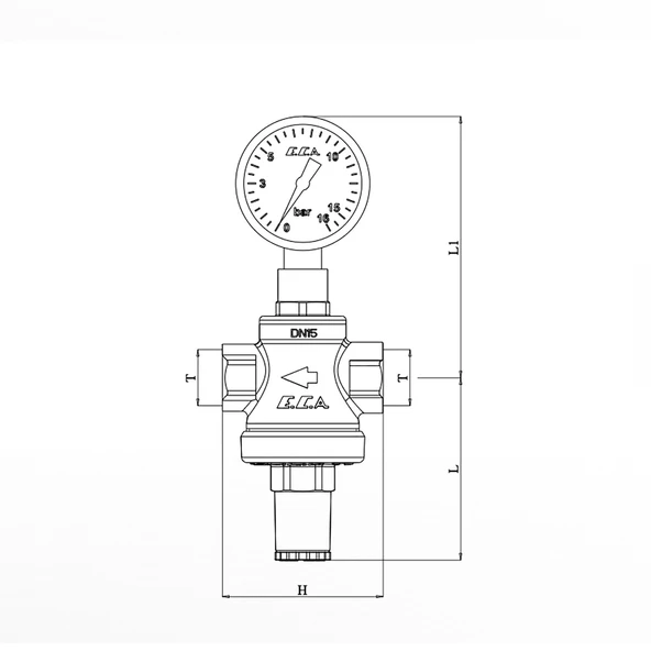 E.C.A. Basınç Düşürücü 3/4" Monometreli 602111010 - Resim 2