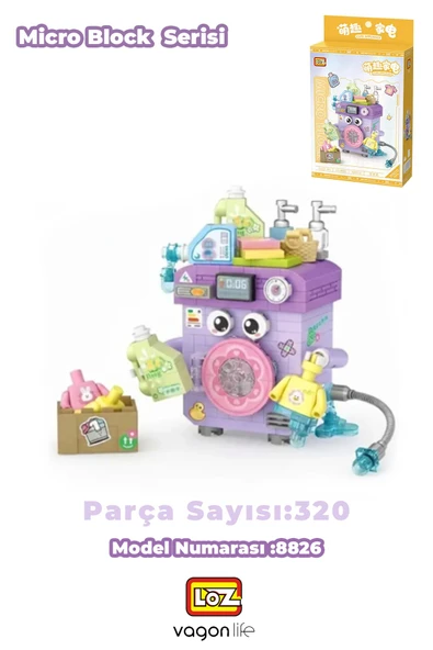 Loz Micro Block Serisi Çamaşır Makinesi Figürü 320 Parça Dekoratif Oyuncak Yapım Seti Yapı Blok FFLZ-8826 ürün görseli 1
