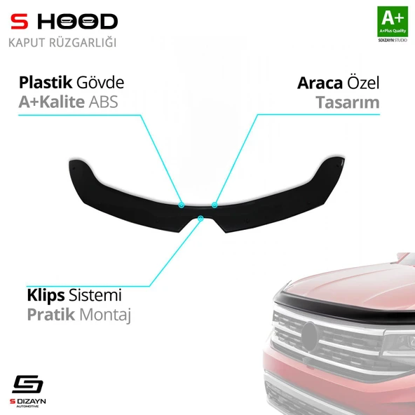 Renault Uyumlu Clio 5 ABS Plastik Kaput Rüzgarlığı 2020 Üzeri A+Kalite ürün görseli 1