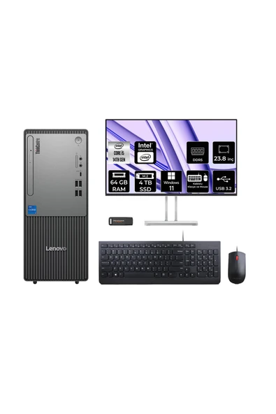 LENOVO ThinkCentre Neo 50T G5 i5 14400 64GB 4TB SSD W11P Masaüstü Bilgisayar + 23.8" Monitör ürün görseli 1