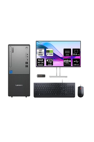 LENOVO ThinkCentre Neo 50T G5 i7 13700 96GB 1TB SSD GT1030/4GB FDOS Masaüstü Bilgisayar + 23.8" ürün görseli 1