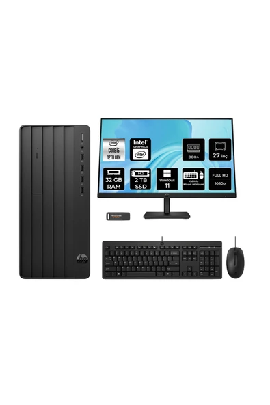 HP 290 G9 i5 12500 32GB 2TB SSD W11H Masaüstü Bilgisayar + 27" Monitör ürün görseli 1