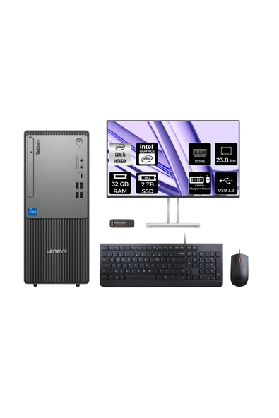 LENOVO ThinkCentre Neo 50T G5 i5 14400 32GB 2TB SSD FDOS Masaüstü Bilgisayar + 23.8" Monitör ürün görseli 1