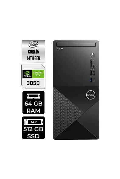 Dell Vostro 3030MT i5 14600 64GB 512GB SSD RTX3050/6GB W11H Masaüstü Bilgisayar ürün görseli 1