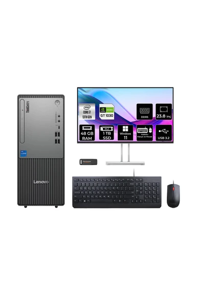LENOVO ThinkCentre Neo 50T G5 i7 13700 48GB 1TB SSD GT1030/4GB W11P Masaüstü Bilgisayar + 23.8" ürün görseli 1