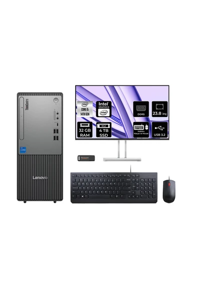 LENOVO ThinkCentre Neo 50T G5 i5 14400 32GB 4TB SSD FDOS Masaüstü Bilgisayar + 23.8" Monitör ürün görseli 1