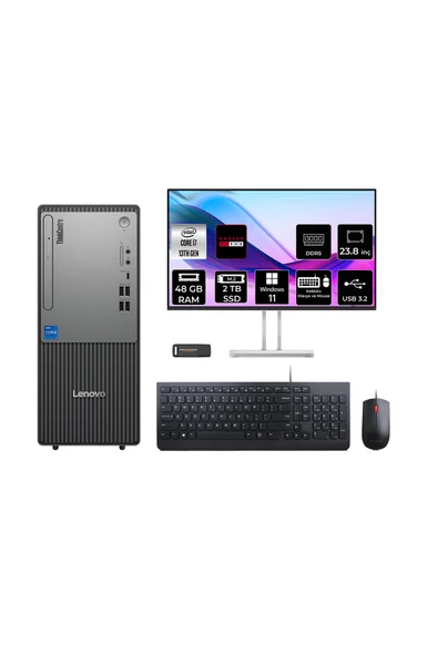 LENOVO ThinkCentre Neo 50T G5 i7 13700 48GB 2TB SSD RX550/4GB W11H Masaüstü Bilgisayar + 23.8" ürün görseli 1