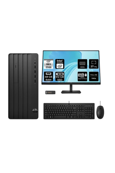 HP 290 G9 i5 12500 48GB 512GB SSD FDOS Masaüstü Bilgisayar + 27" Monitör ürün görseli 1