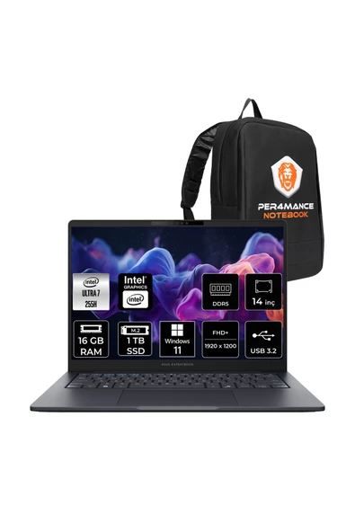 ASUS ExpertBook B5 Ultra 7 255H 16GB 1TB SSD 14" FHD+ W11P Dizüstü Bilgisayar & PER4 Çanta ürün görseli 1