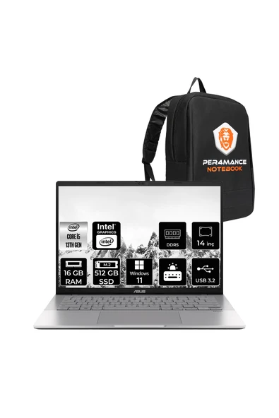 ASUS Vivobook S14 i5 13420H 16GB DDR5 512GB SSD 14" 60Hz IPS WUXGA W11P S3407VA Dizüstü Bilgisayar ürün görseli 1