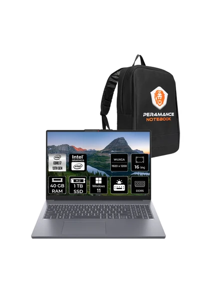 LENOVO IdeaPad Slim 3 i7 13620H 40GB DDR5 1TB SSD 16'' IPS WUXGA W11H Dizüstü & PER4 ÇANTA ürün görseli 1