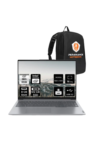 LENOVO ThinkBook 16 G6 i5 13420H 8GB 512GB SSD 16" WUXGA FDOS Dizüstü Bilgisayar & PER4 ÇANTA ürün görseli 1