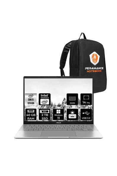 ASUS Vivobook S14 i5 13420H 40GB DDR5 2TB SSD 14" 60Hz IPS WUXGA W11H S3407VA Dizüstü Bilgisayar ürün görseli 1