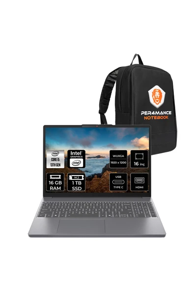 LENOVO IdeaPad Slim 3 i5 13420H 16GB DDR5 1TB SSD 16'' IPS WUXGA FDOS Dizüstü & PER4 ÇANTA ürün görseli 1