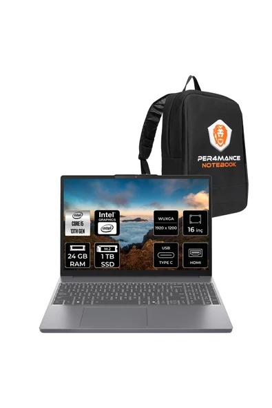 LENOVO IdeaPad Slim 3 i5 13420H 24GB DDR5 1TB SSD 16'' IPS WUXGA FDOS Dizüstü & PER4 ÇANTA ürün görseli 1