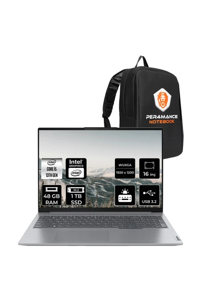 LENOVO ThinkBook 16 G6 i5 13420H 48GB 1TB SSD 16" WUXGA FDOS Dizüstü Bilgisayar & PER4 ÇANTA ürün görseli 1