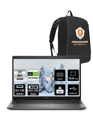 Dell Latitude 3550 i7 1355U 64GB 512GB SSD MX570A/2GB 15.6'' FDOS Dizüstü Bilgisayar & PER4 ÇANTA ürün görseli 1