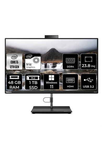 LENOVO THİNKCENTRE NEO 30A i5 1240P 48GB RAM 1TB SSD 23.8" FHD W11P ALL IN ONE PC 12B0002CTX ürün görseli 1