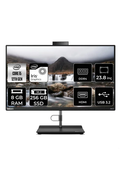 LENOVO THİNKCENTRE NEO 30A i5 1240P 8GB RAM 256GB SSD 23.8" FHD FDOS ALL IN ONE PC 12B0002CTX ürün görseli 1