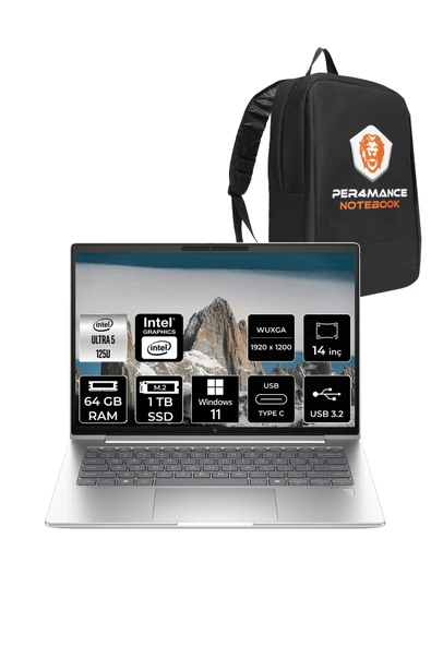 HP EliteBook 640 G11 İntel Core Ultra 5 125U 64GB 1TB SSD 14'' WUXGA W11P A23E1EA & PER4 ÇANTA ürün görseli 1
