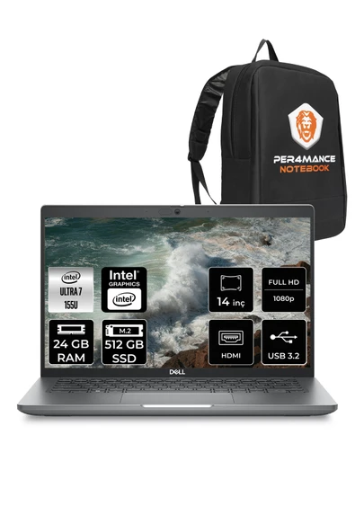 Dell Latitude 5450 Ultra 7 155U 24GB 512GB SSD 14'' FHD FDOS Taşınabilir Bilgisayar & PER4 ÇANTA ürün görseli 1