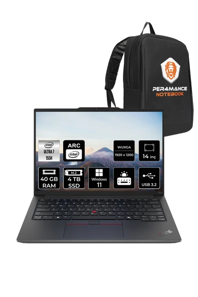 LENOVO ThinkPad E14 Ultra7 155H 40GB DDR5 4TB SSD 14'' FHD+ W11P Dizüstü Bilgisayar & PER4 ÇANTA ürün görseli 1