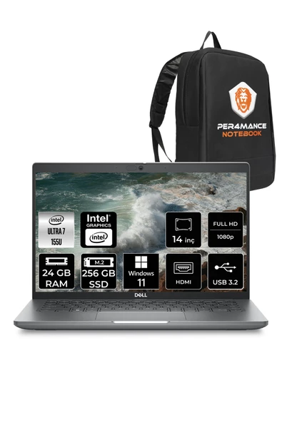 Dell Latitude 5450 Ultra 7 155U 24GB 256GB SSD 14'' FHD W11P Taşınabilir Bilgisayar & PER4 ÇANTA ürün görseli 1