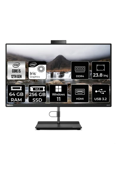 LENOVO THİNKCENTRE NEO 30A i5 1240P 64GB RAM 256GB SSD 23.8" FHD W11P ALL IN ONE PC 12B0002CTX ürün görseli 1
