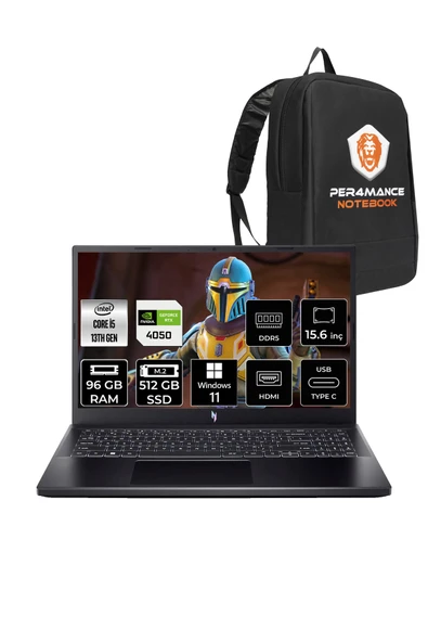 ACER Nitro V15 i5-13420H 96GB 512GB SSD RTX4050/6GB 15.6'' FHD 144Hz W11H & PER4 ÇANTA ürün görseli 1